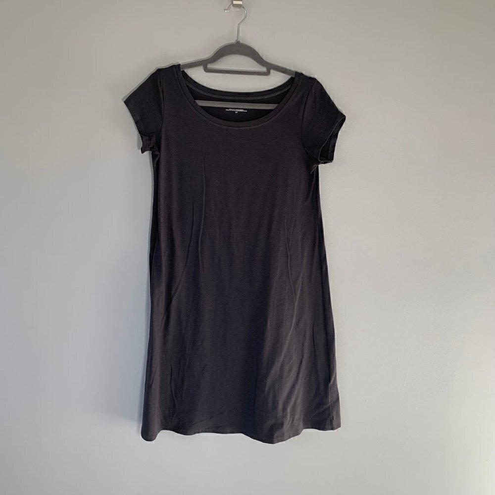 Eileen Fisher T-Shirt Dress Women‎ Size S Gray Scoop Neck Short Sleeve Cotton